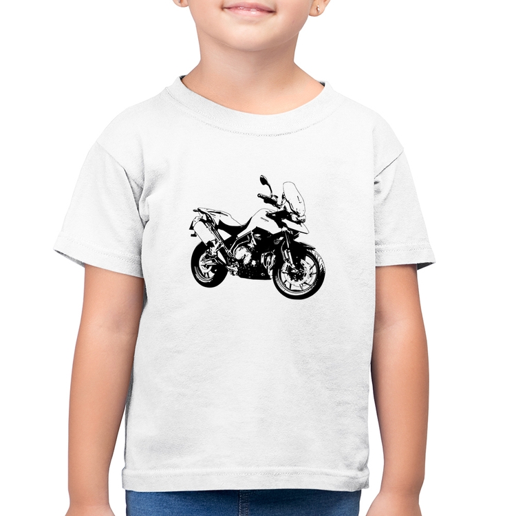 Camiseta Algodão Infantil Moto Tiger 900 GT Art - Branca