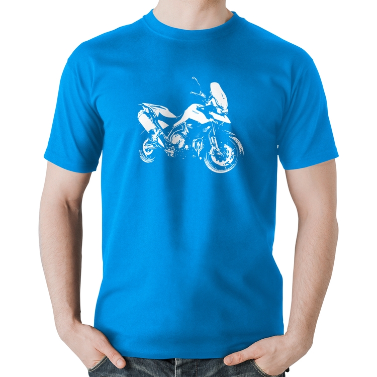 Camiseta Algodão Moto Tiger 900 GT Art - Azul