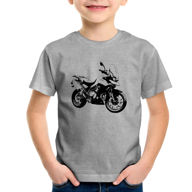 Camiseta Infantil Moto Tiger 900 GT Art - Cinza