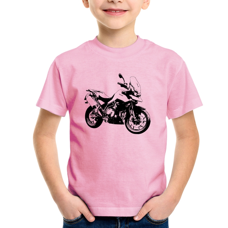 Camiseta Infantil Moto Tiger 900 GT Art - Rosa Bebê