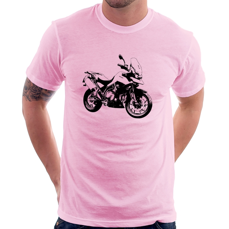 Camiseta Moto Tiger 900 GT Art - Rosa Bebê