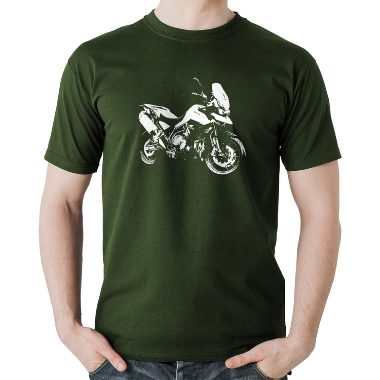Camiseta Algodão Moto Tiger 900 GT Art - Musgo