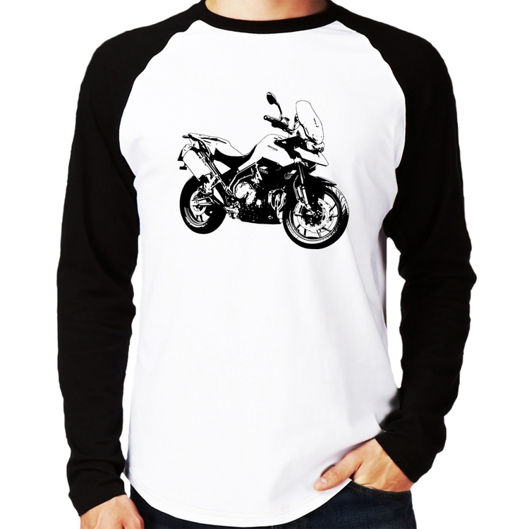 Camiseta Raglan Moto Tiger 900 GT Art Manga Longa