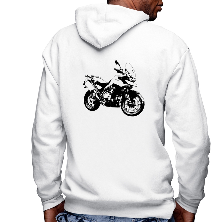 Blusa Moletom Moto Tiger 900 GT Art Masculina com Capuz e Zíper - Branca