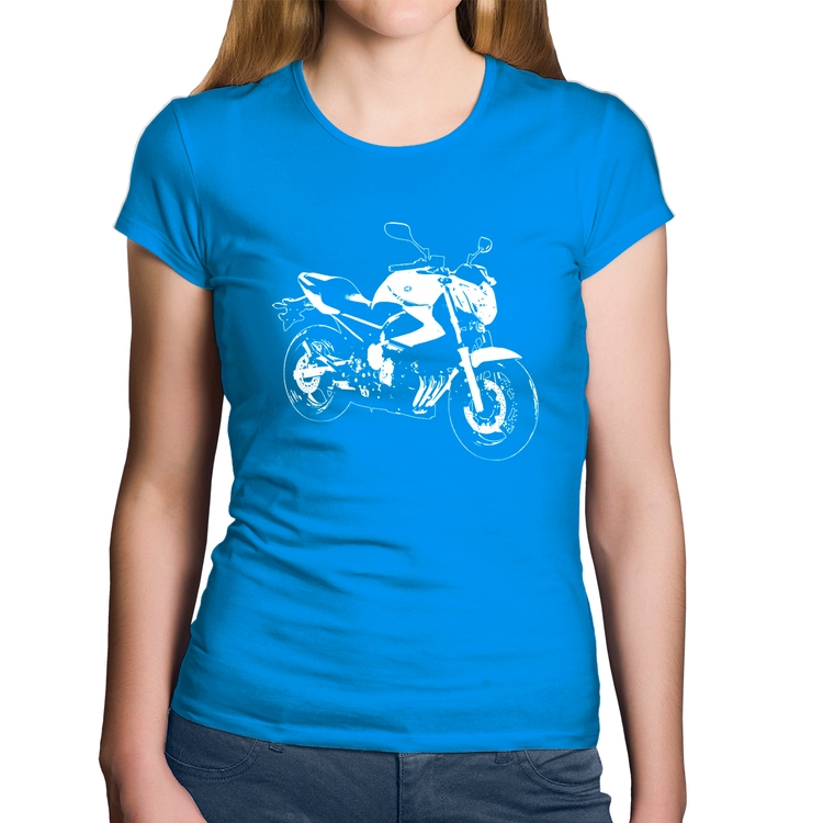 Baby Look Algodão Moto XJ6 N Art - Azul