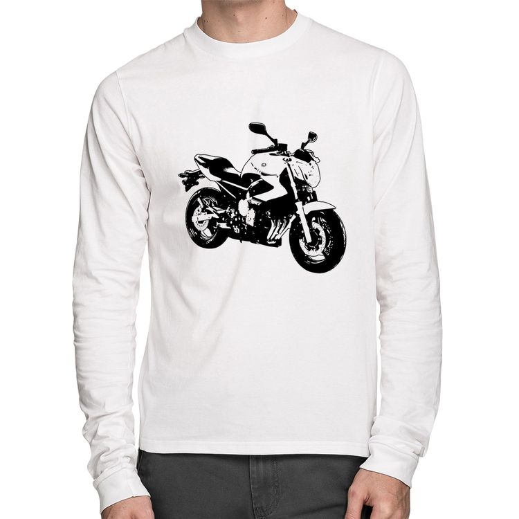 Camiseta Algodão Moto XJ6 N Art Manga Longa - Branca
