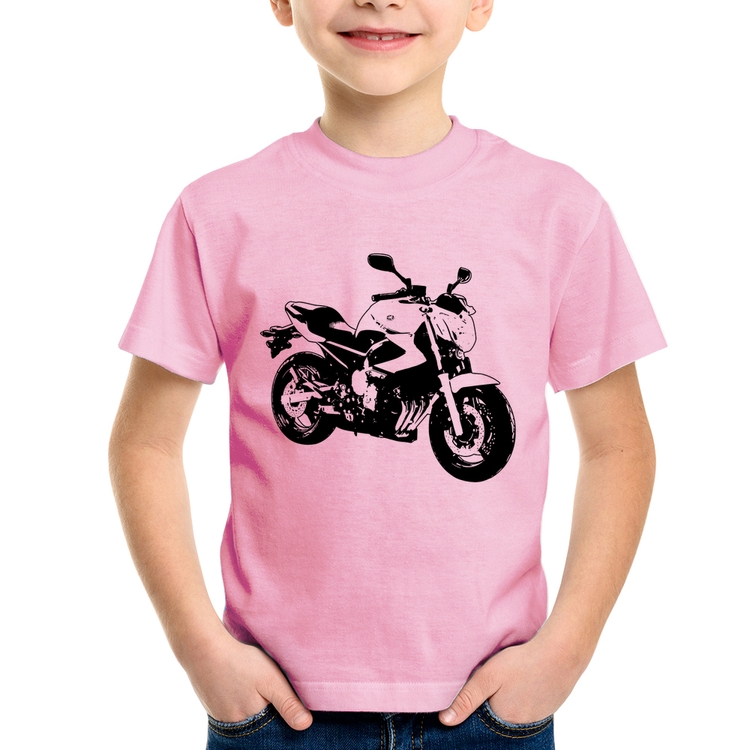 Camiseta Infantil Moto XJ6 N Art - Rosa Bebê
