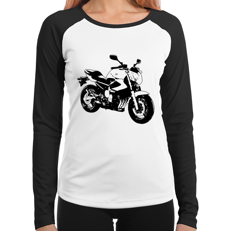 Baby Look Raglan Moto XJ6 N Art Manga Longa