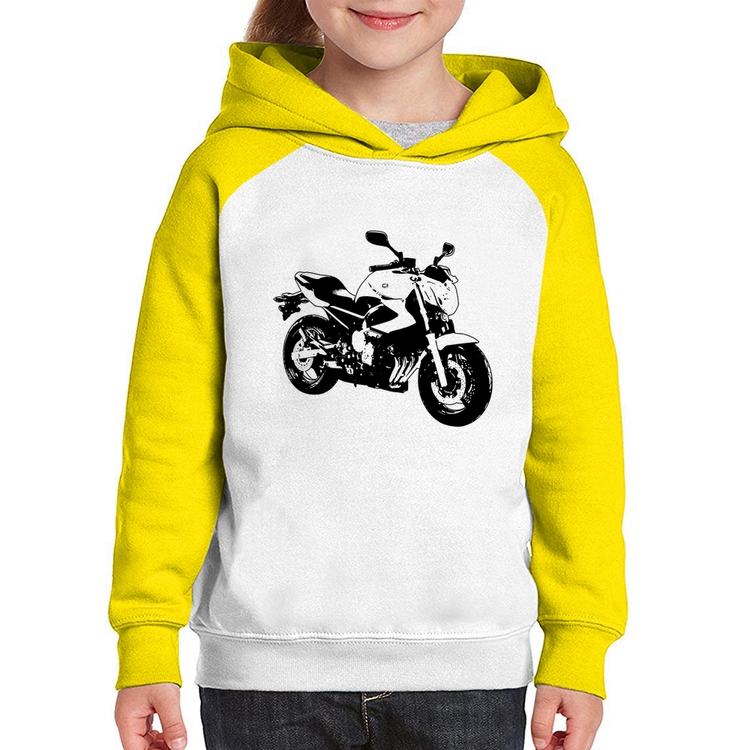 Moletom Infantil Moto XJ6 N Art - Branco/Amarelo