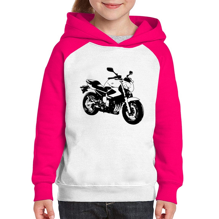Moletom Infantil Moto XJ6 N Art - Branco/Rosa