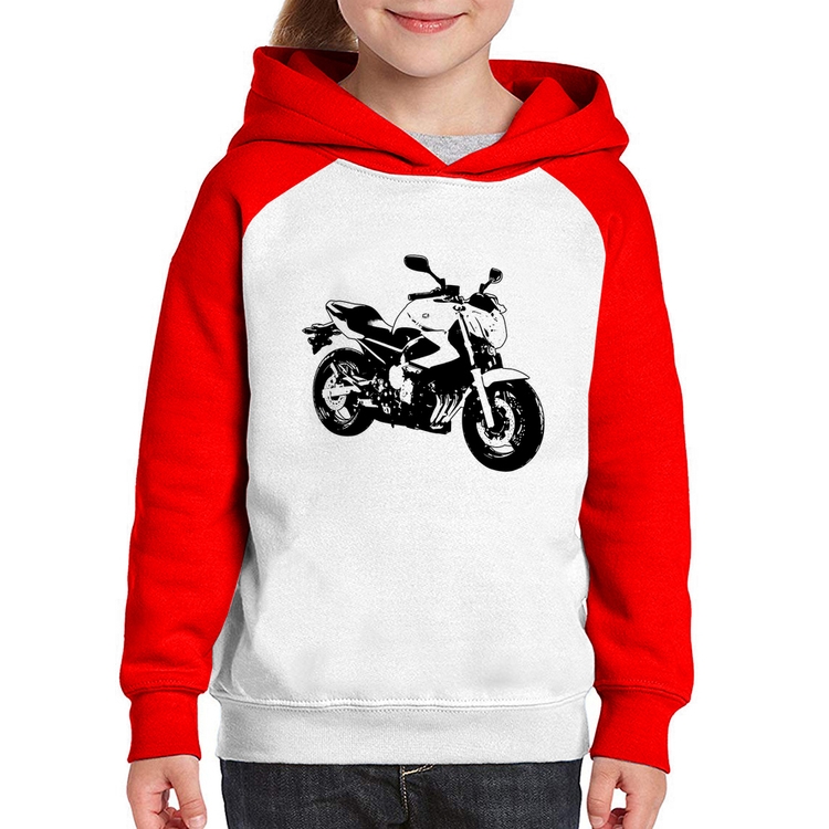 Moletom Infantil Moto XJ6 N Art - Branco/Vermelho