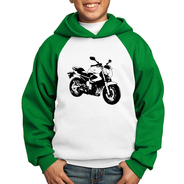 Moletom Infantil Moto XJ6 N Art - Branco/Verde