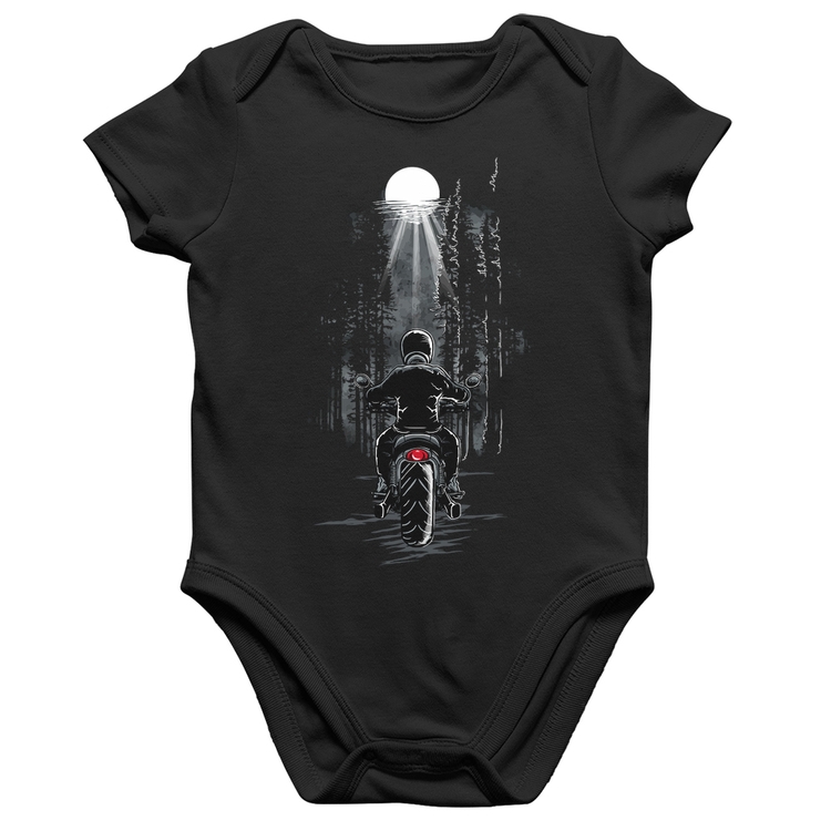 Body Bebê Algodão Motociclista na floresta