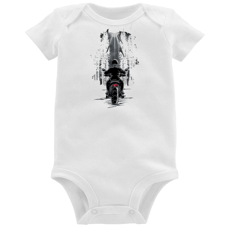 Body Bebê Motociclista na floresta