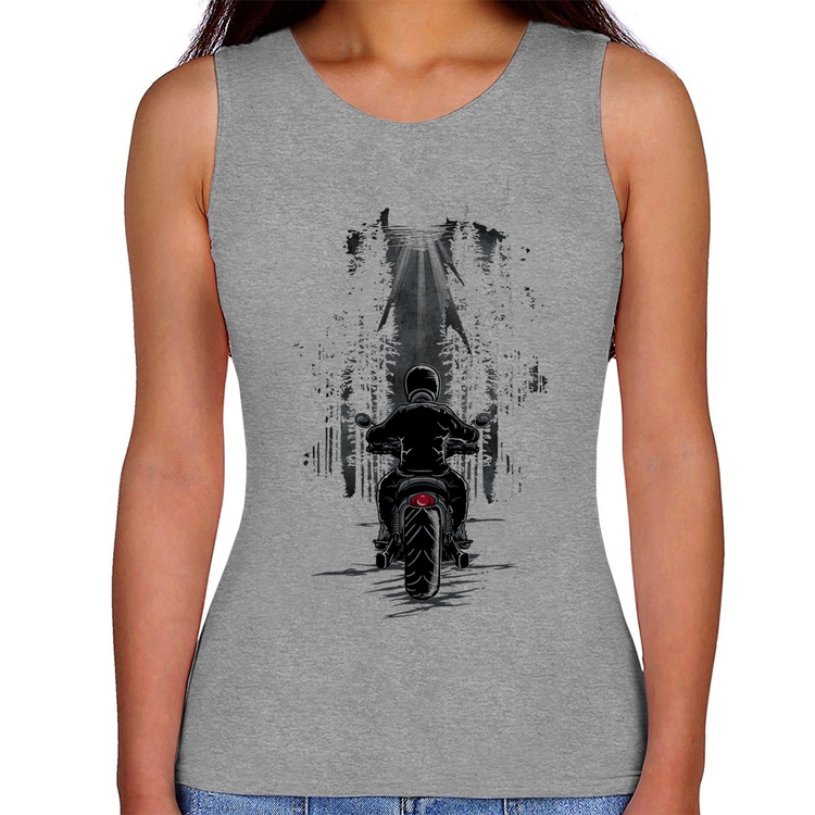 Regata Feminina Motociclista na floresta - Cinza