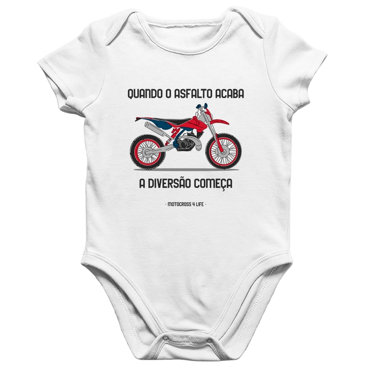 Body Bebê Algodão Motocross 4 Life - Branco