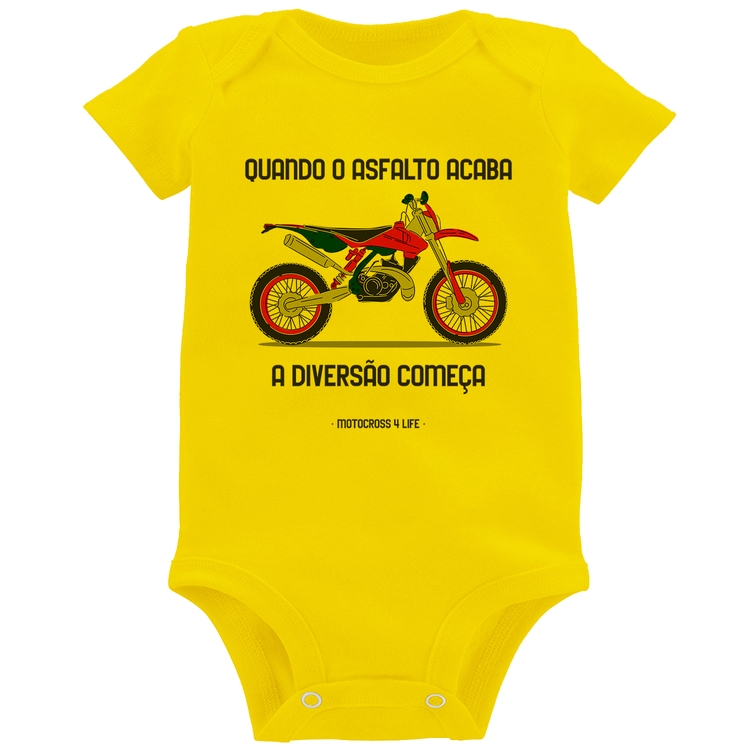 Body Bebê Motocross 4 Life - Amarelo