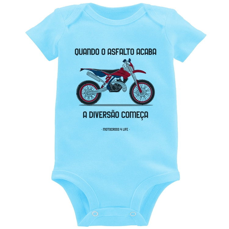 Body Bebê Motocross 4 Life - Azul Bebê