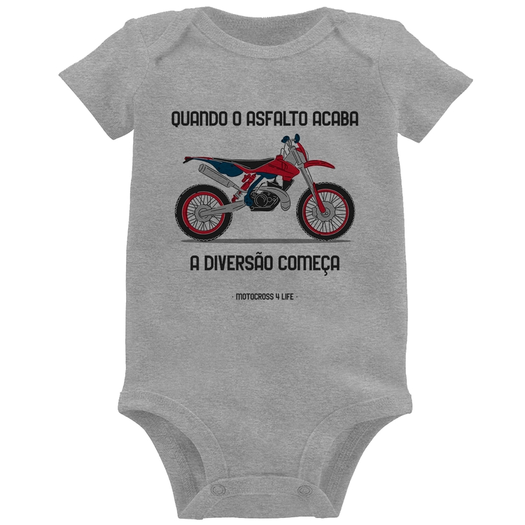 Body Bebê Motocross 4 Life - Cinza