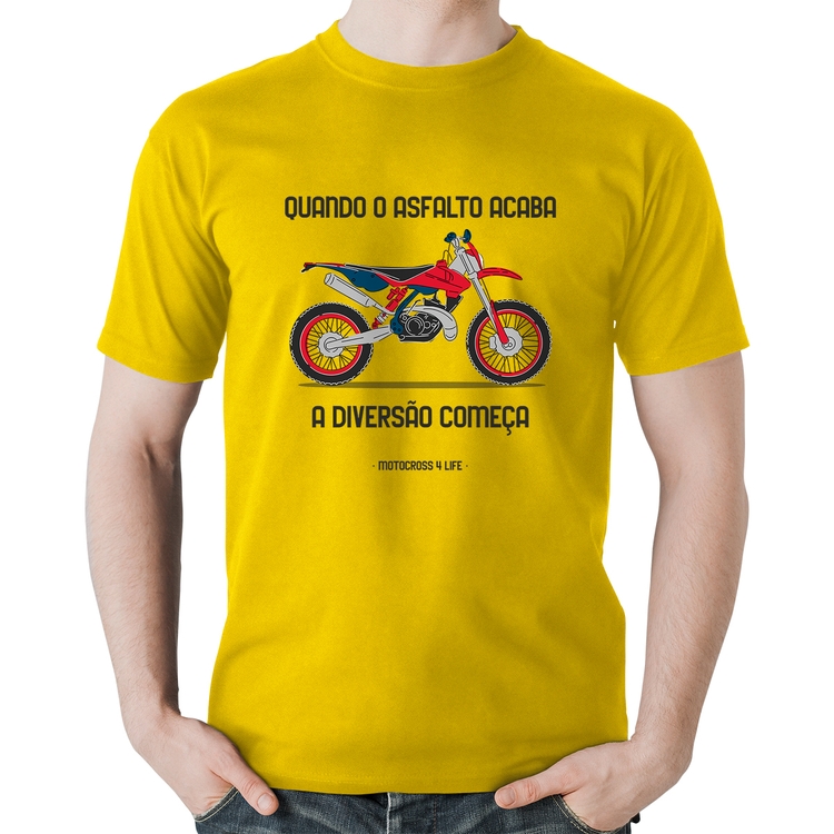 Camiseta Algodão Motocross 4 Life - Amarela