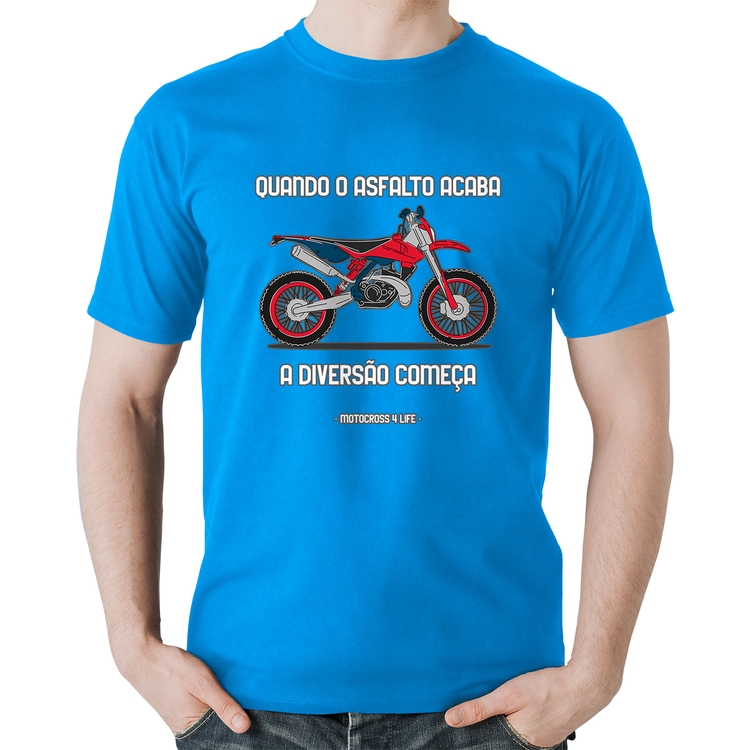 Camiseta Algodão Motocross 4 Life - Azul