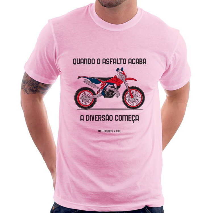 Camiseta Motocross 4 Life - Rosa Bebê