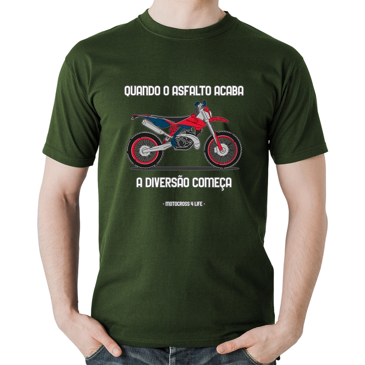 Camiseta Algodão Motocross 4 Life - Musgo