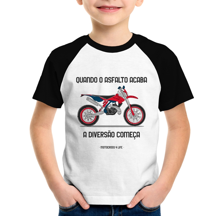 Camiseta Raglan Infantil Motocross 4 Life