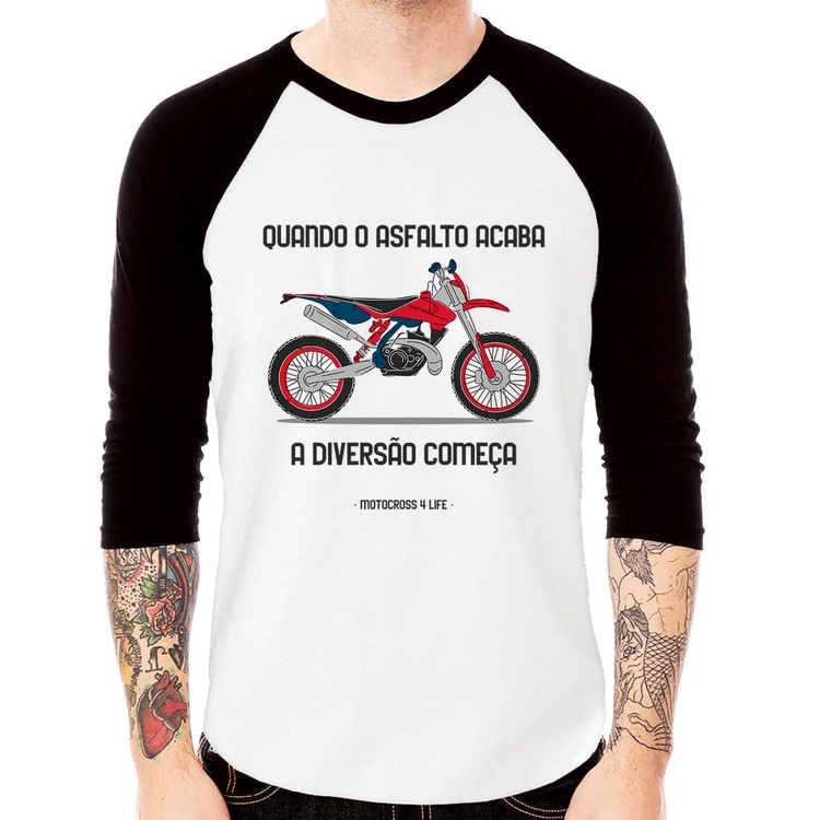 Camiseta Raglan Motocross 4 Life Manga 3/4