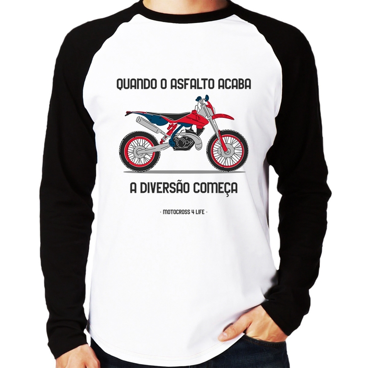 Camiseta Raglan Motocross 4 Life Manga Longa