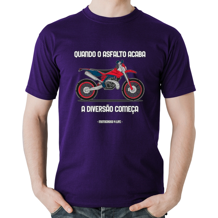 Camiseta Algodão Motocross 4 Life - Roxa