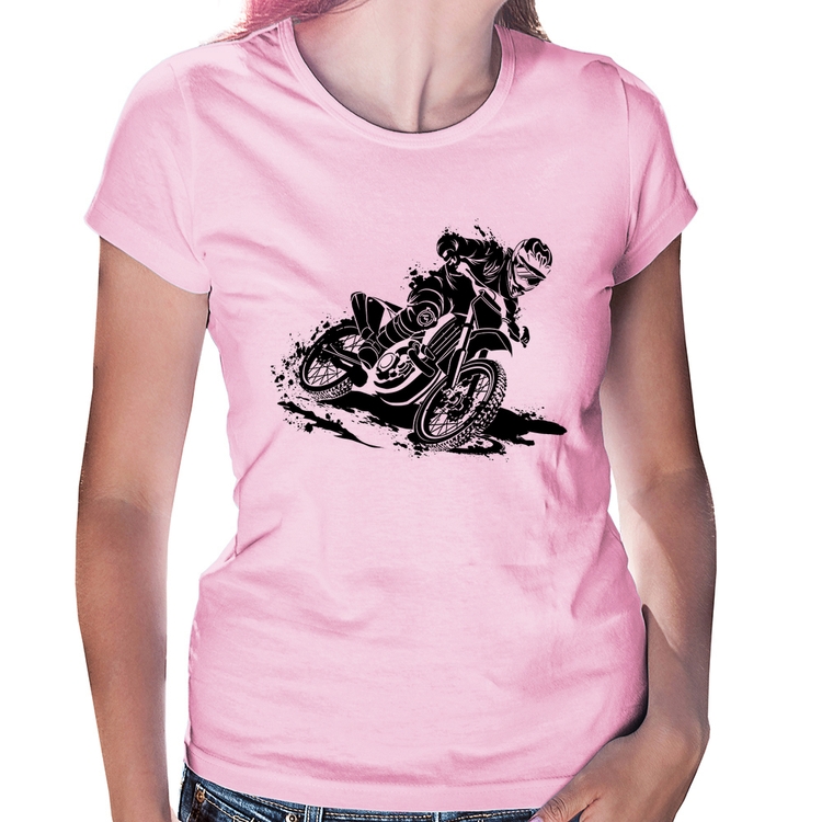 Baby Look Motocross - Rosa Bebê