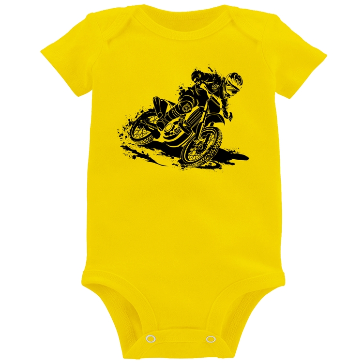 Body Bebê Motocross - Amarelo