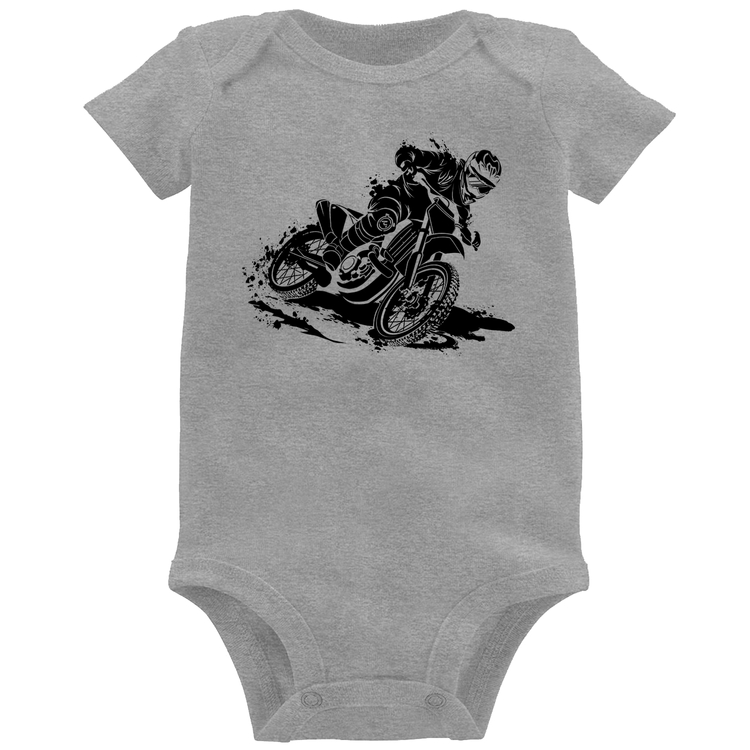 Body Bebê Motocross - Cinza