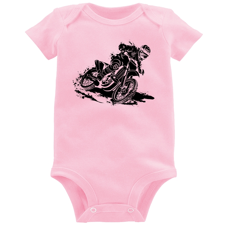 Body Bebê Motocross - Rosa Bebê