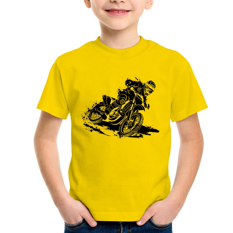 Camiseta Infantil Motocross - Amarela