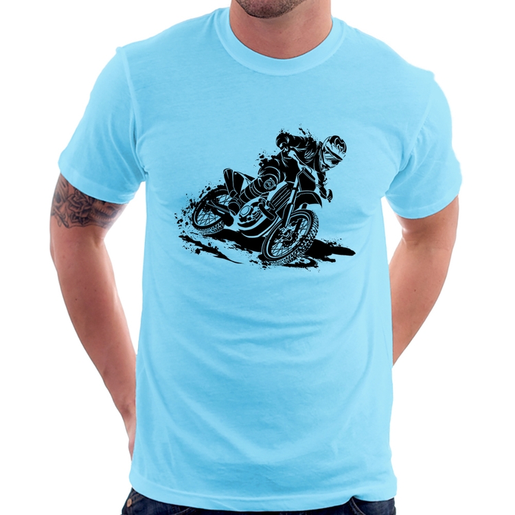 Camiseta Motocross - Azul Bebê