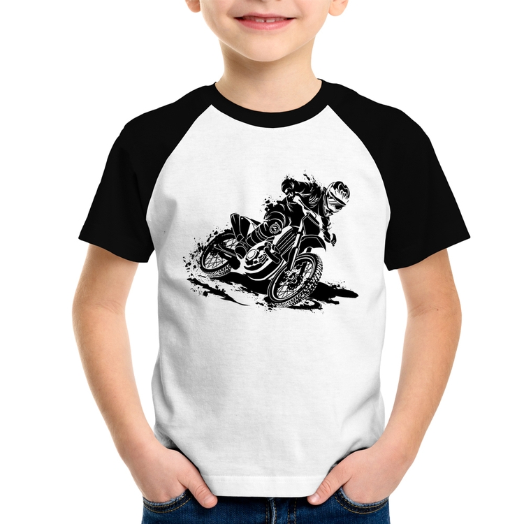 Camiseta Raglan Infantil Motocross