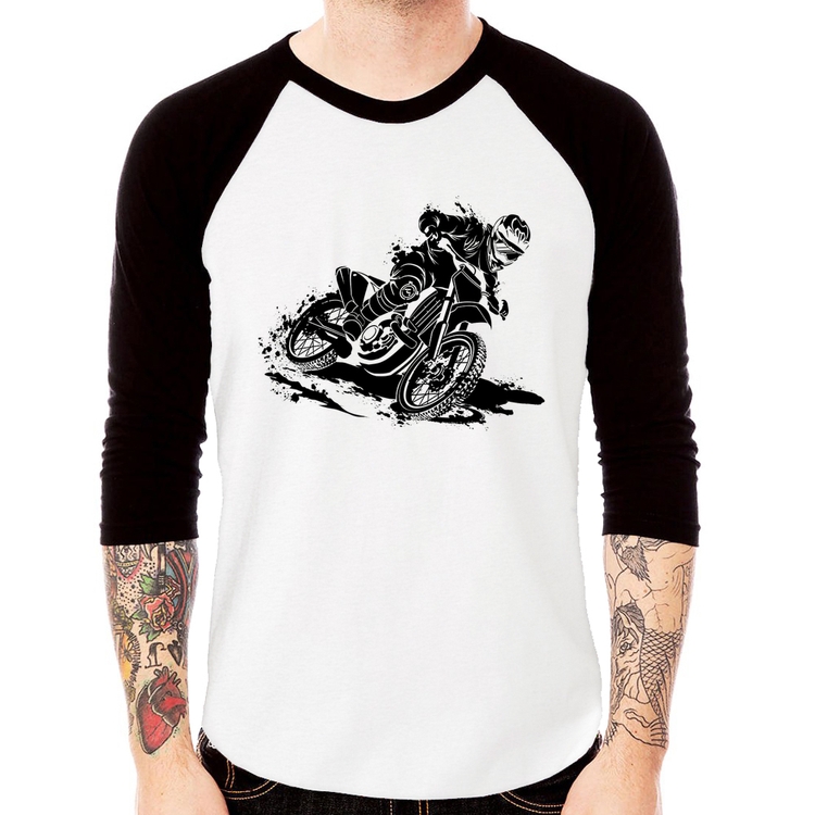 Camiseta Raglan Motocross Manga 3/4