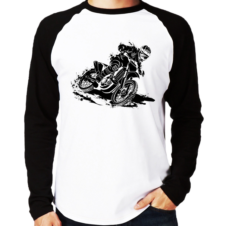 Camiseta Raglan Motocross Manga Longa