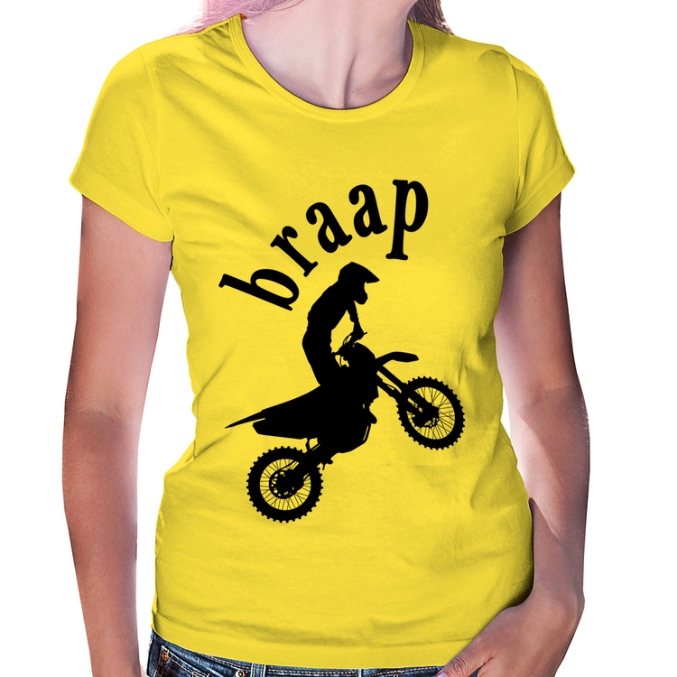 Baby Look Motocross Braap - Amarela