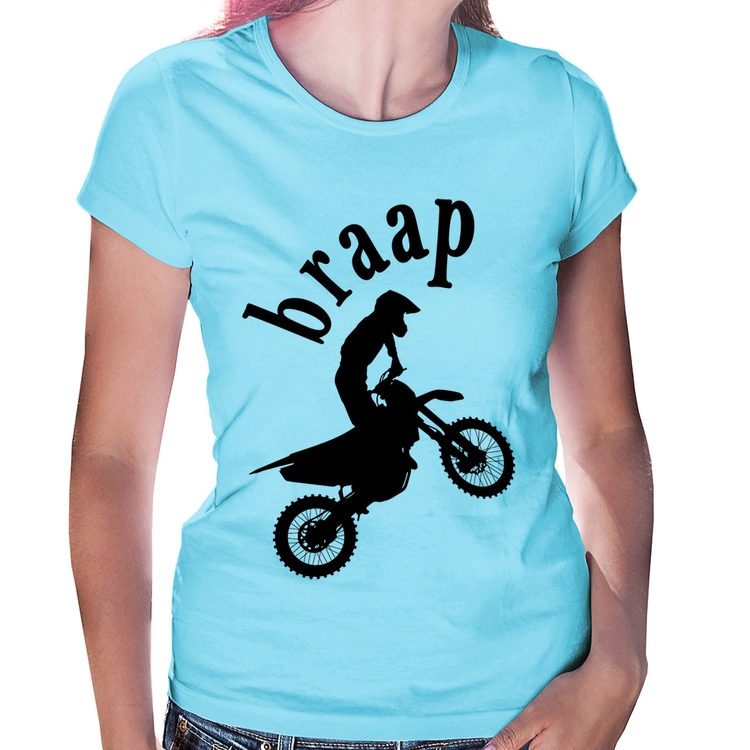 Baby Look Motocross Braap - Azul Bebê