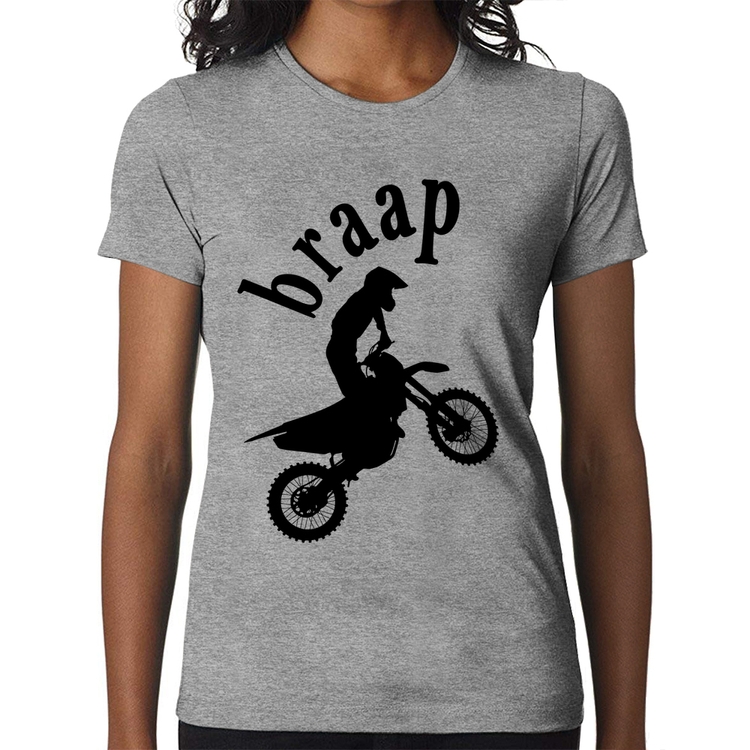 Baby Look Motocross Braap - Cinza