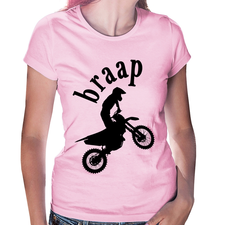 Baby Look Motocross Braap - Rosa Bebê