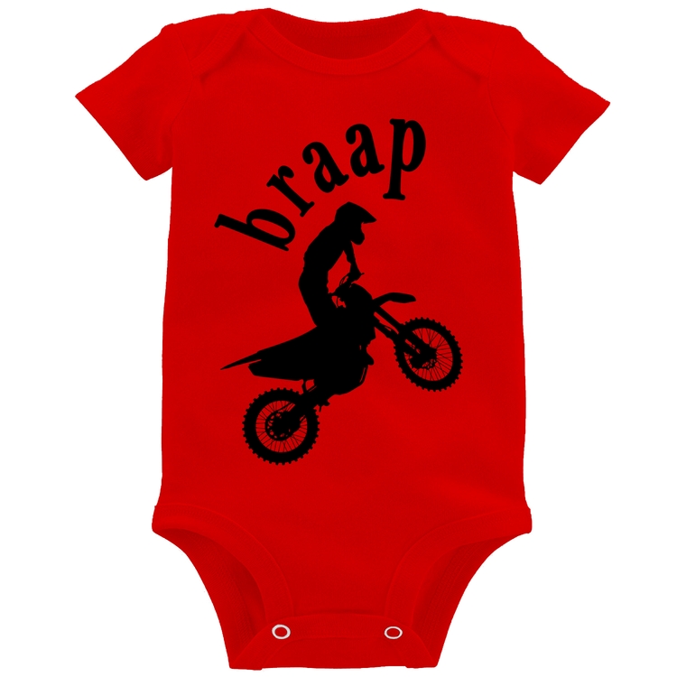 Body Bebê Motocross Braap - Vermelho
