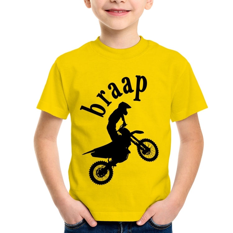 Camiseta Infantil Motocross Braap - Amarela