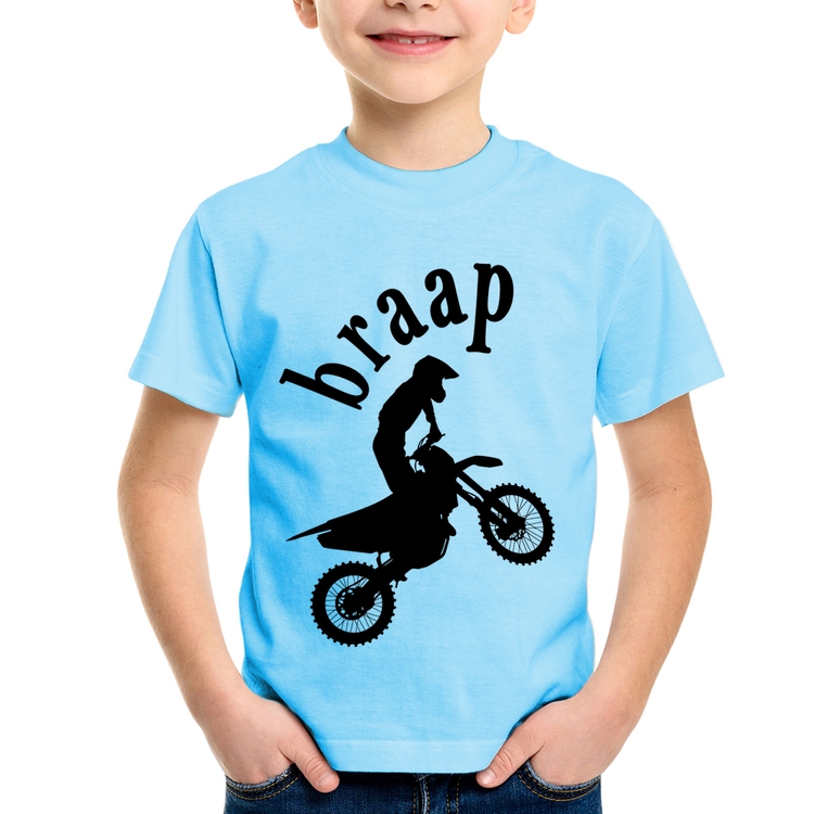 Camiseta Infantil Motocross Braap - Azul Bebê