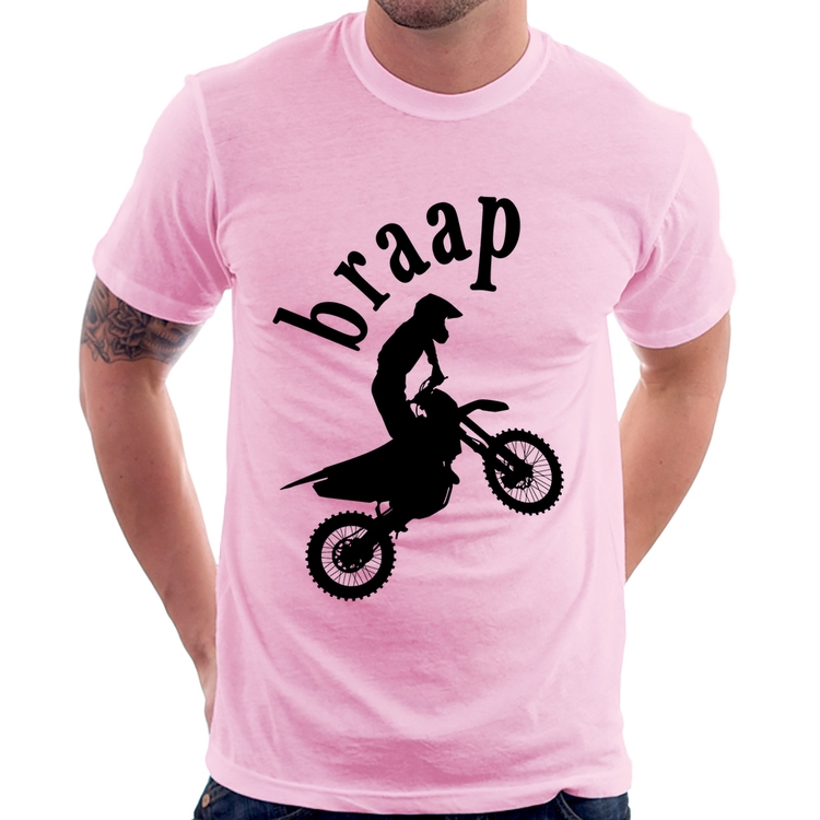 Camiseta Motocross Braap - Rosa Bebê