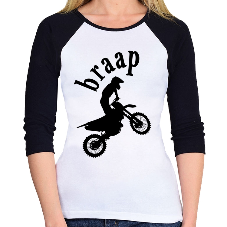 Baby Look Raglan Motocross Braap Manga 3/4