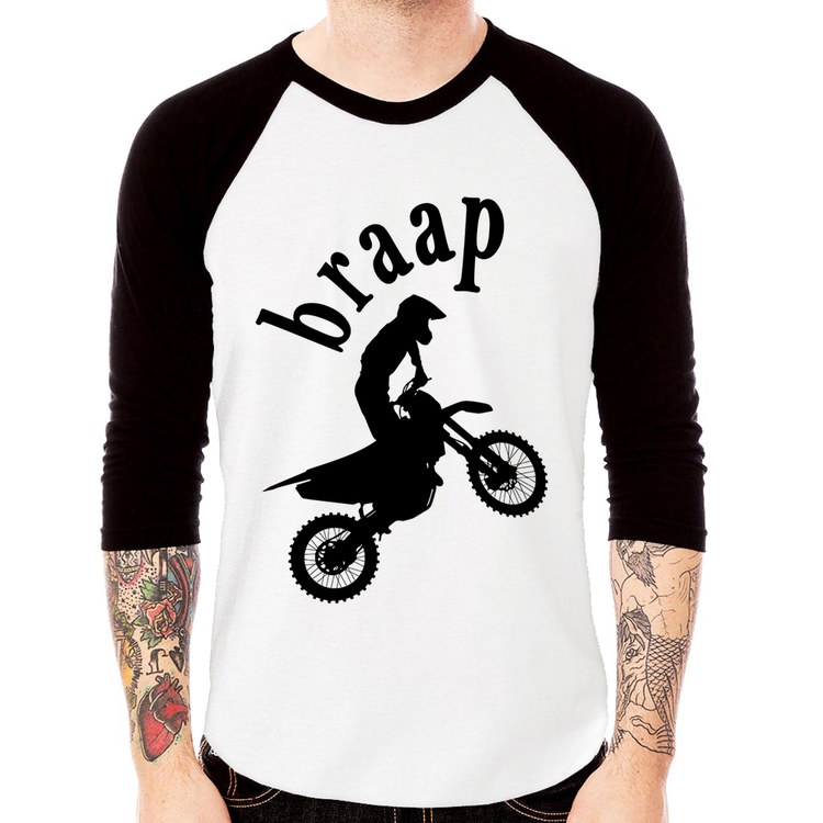 Camiseta Raglan Motocross Braap Manga 3/4